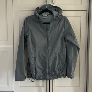 Columbia Grey Hooded Rain Jacket size small